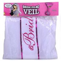 Bachelorette Party Bride to Be Veil with White Sash